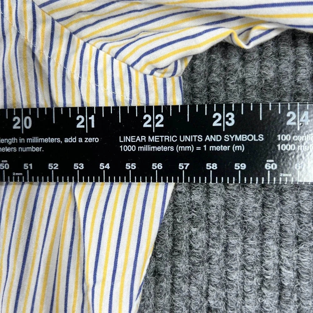 Polo Ralph Lauren Shirt Mens 15.5 34/35 Yellow Striped Long Sleeve Button Andrew